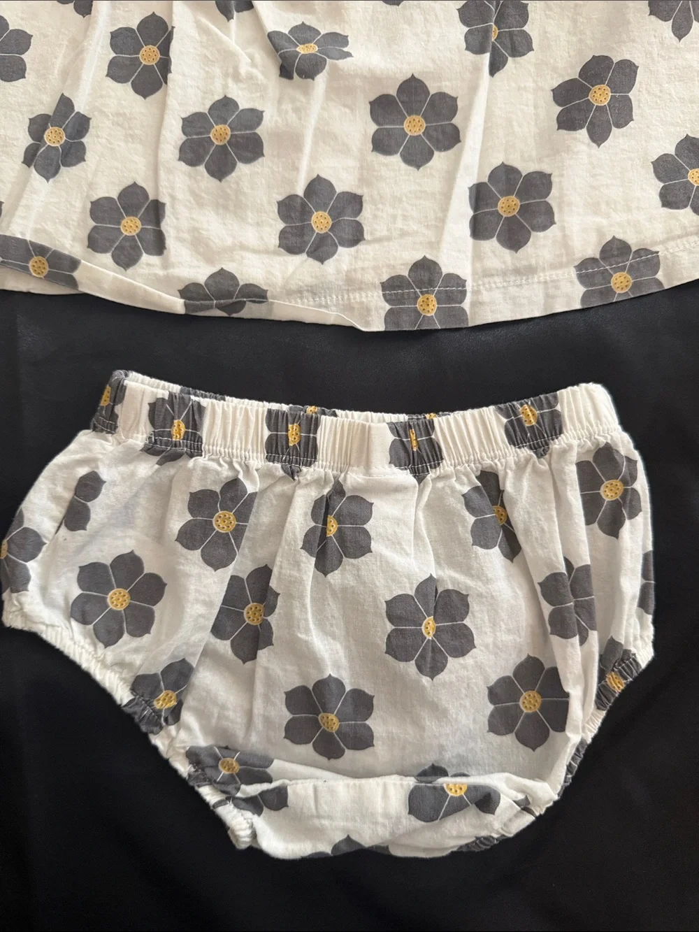 Robeez White Sundress Set with Gray & Yellow Floral Print Matching Diaper Cover